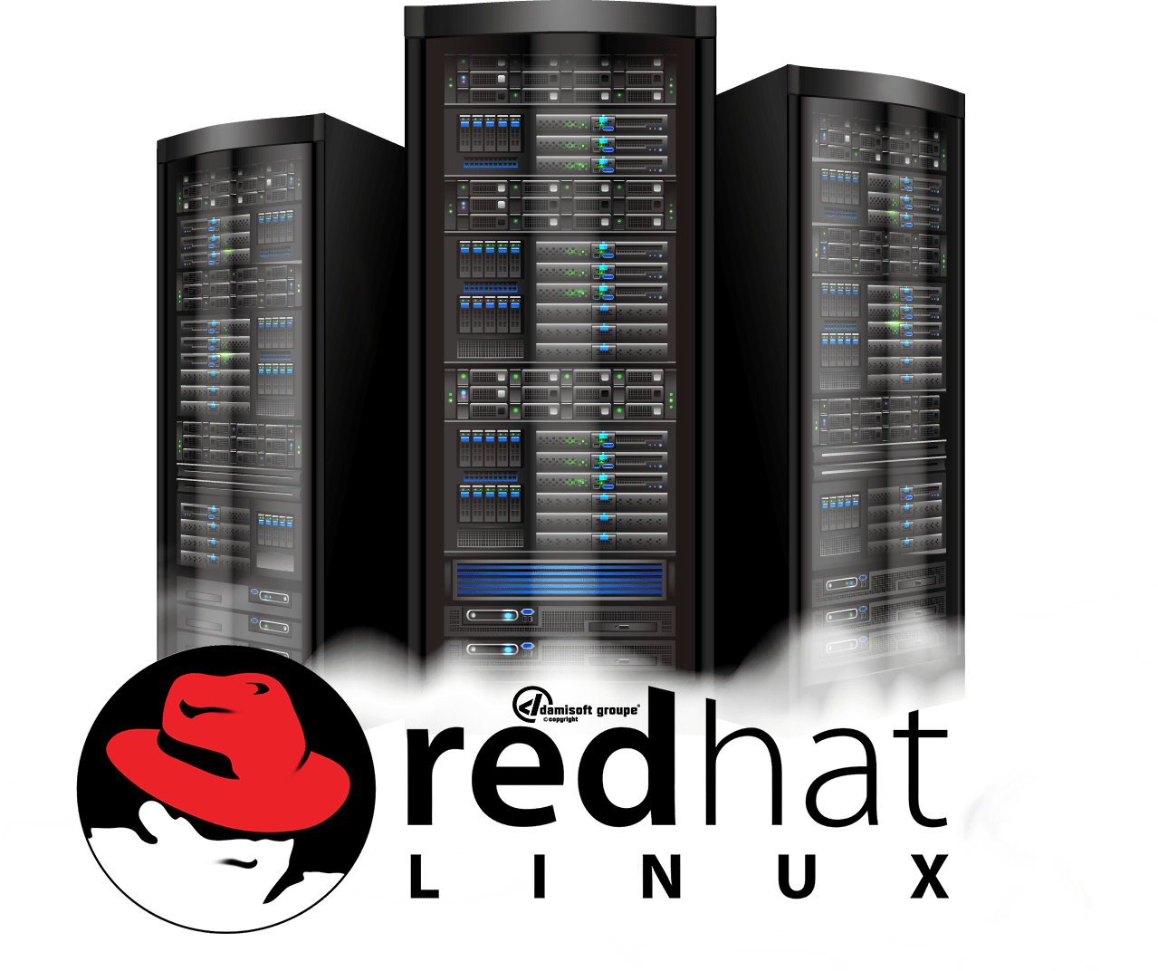 Server Red Hat Linux Damisoft 2023 Logo Cover Bild