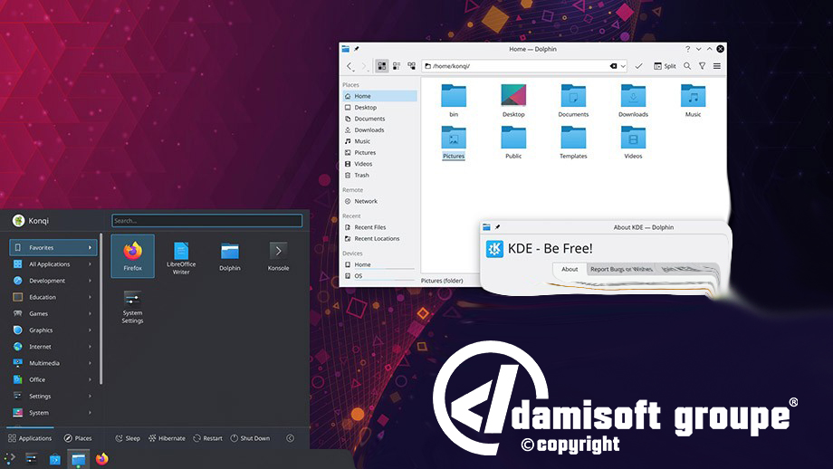 KDE Desktop Linux Damisoft 2023 Original Cover Logo