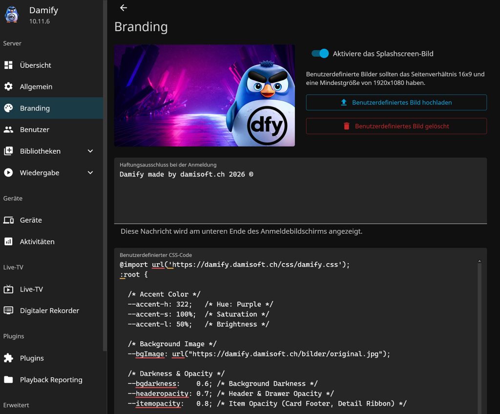 Theme CSS Damify Jellyfin Skin Damisoft Branding