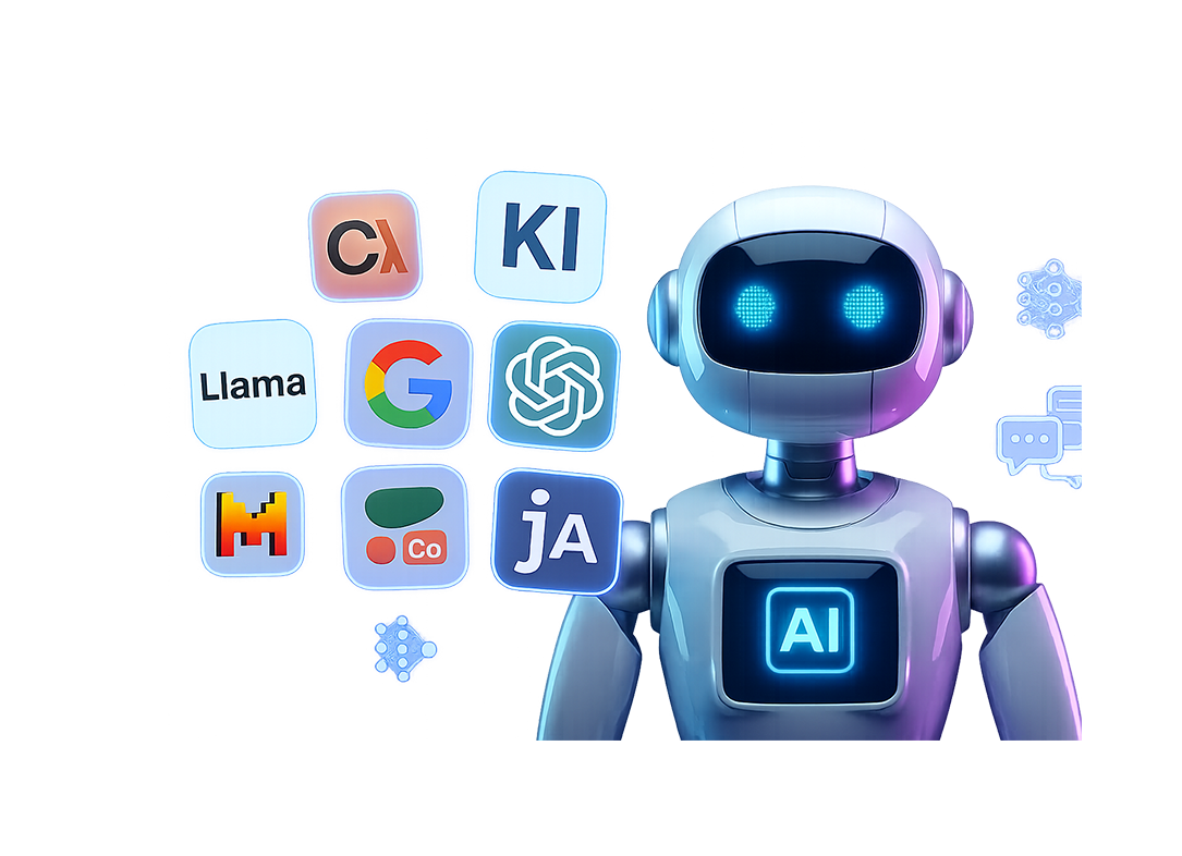 AI KI Damisoft 2026 Original Roboter Gemini ChatGPT Lama Titelbild