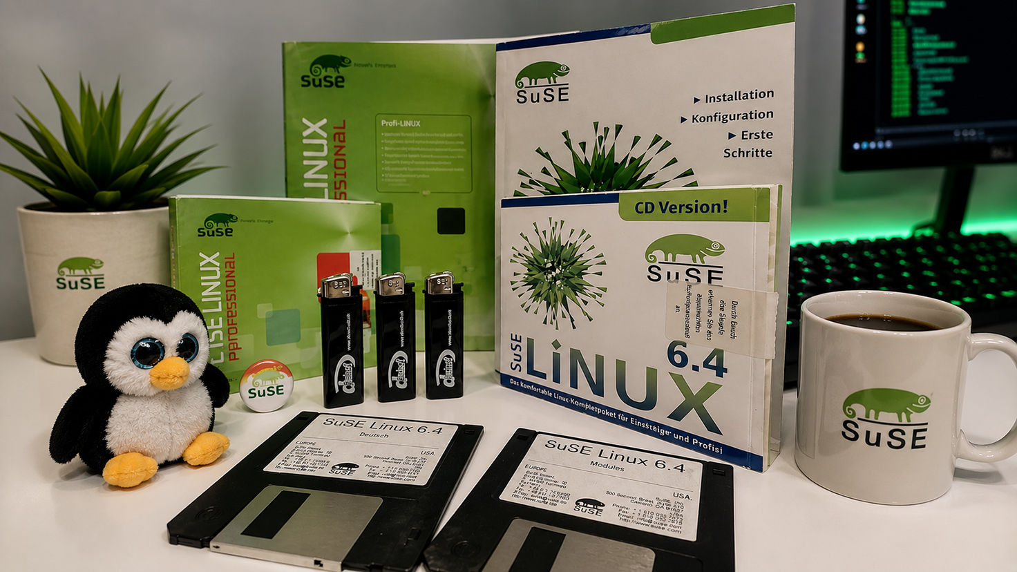 Damisoft openSUSE OS Linux Disketten Original Tux Software 2026