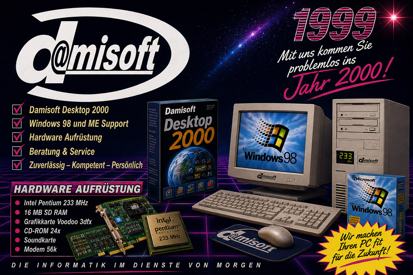 Damisoft Retro Werbung 1999 Original PC Desktop 2000