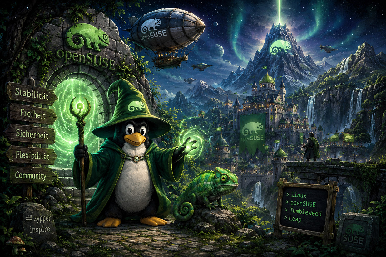 openSUSE Linux Tumbleweed Leap Tux Damisoft Original 2026