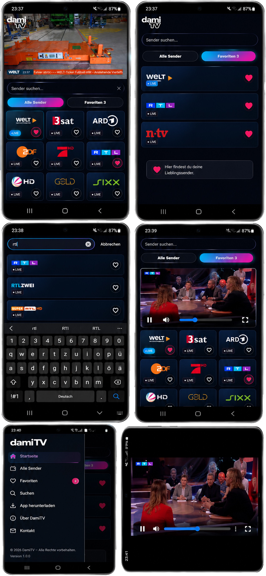 DamiTV Android App Screenshot DamiTV Android App Screenshot Damisoft Original 2026 IPTV