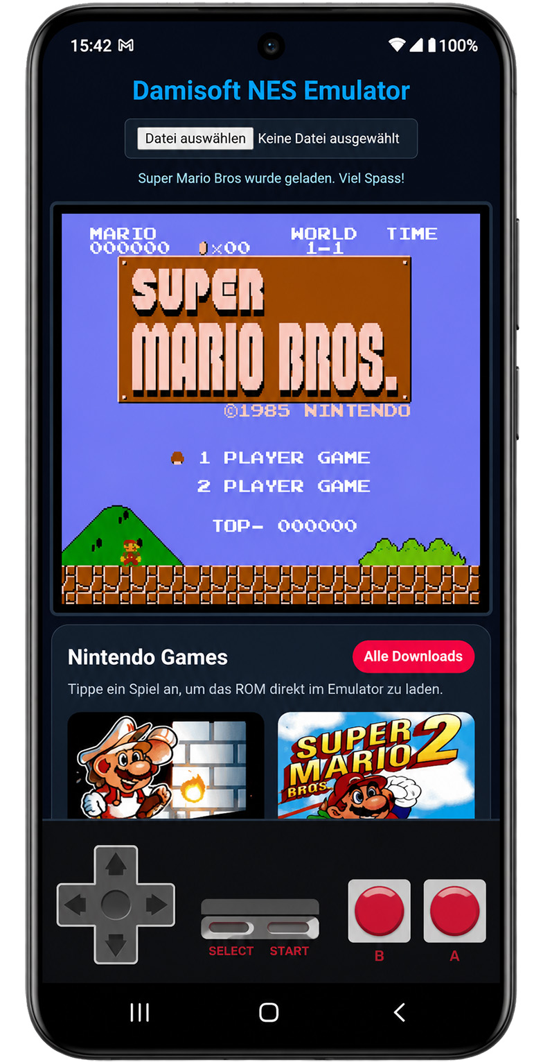 Nintendo Emulator Android App NES Original Damisoft 2026 Retro Game Screenshot